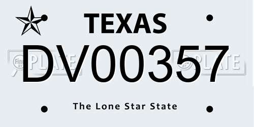 DV00357 Texas License Plate