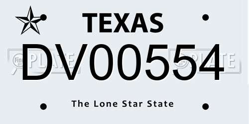 DV00554 Texas License Plate