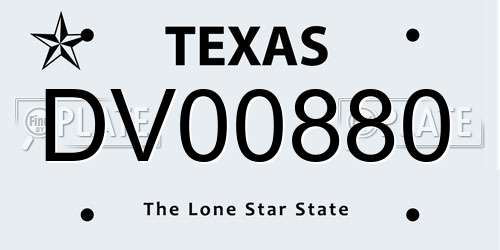 DV00880 Texas License Plate
