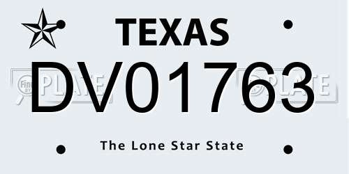 DV01763 Texas License Plate