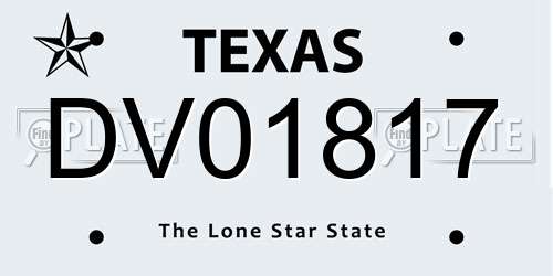 DV01817 Texas License Plate