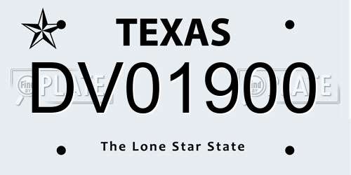 DV01900 Texas License Plate