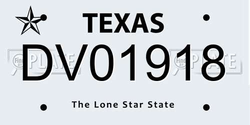 DV01918 Texas License Plate