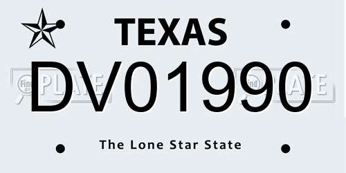 DV01990 Texas License Plate