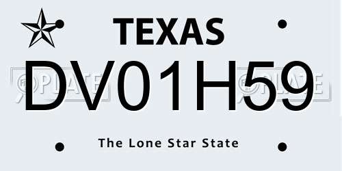 DV01H59 Texas License Plate