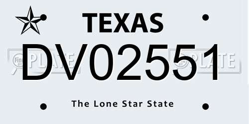 DV02551 Texas License Plate