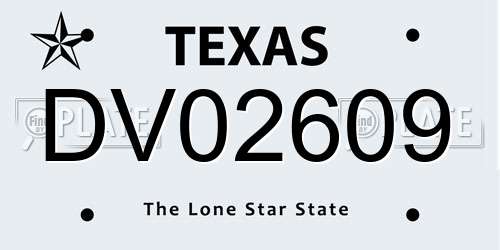 DV02609 Texas License Plate