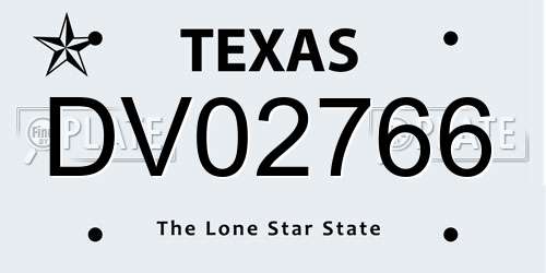 DV02766 Texas License Plate