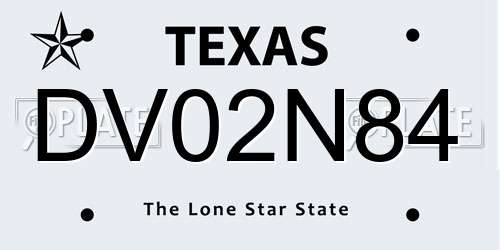 DV02N84 Texas License Plate
