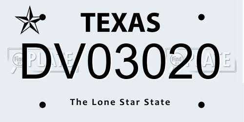 DV03020 Texas License Plate