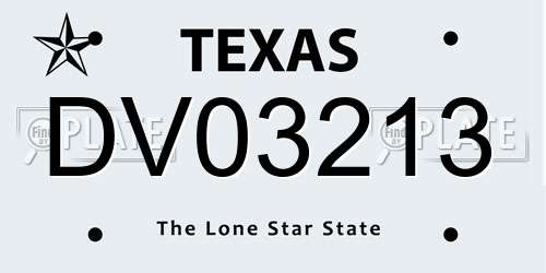 DV03213 Texas License Plate