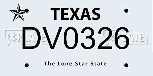 DV0326 Texas License Plate