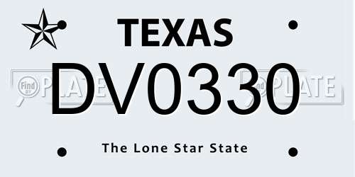 DV0330 Texas License Plate