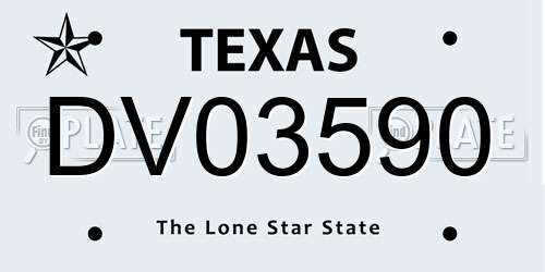 DV03590 Texas License Plate