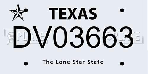 DV03663 Texas License Plate