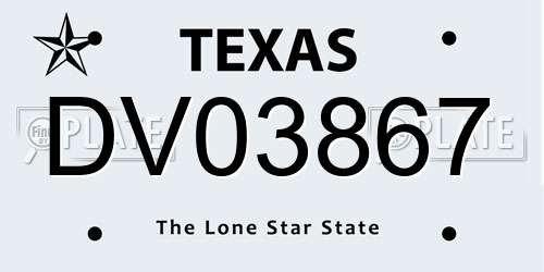 DV03867 Texas License Plate
