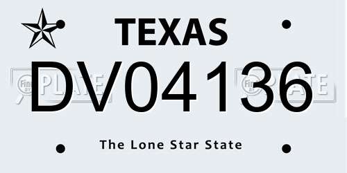 DV04136 Texas License Plate