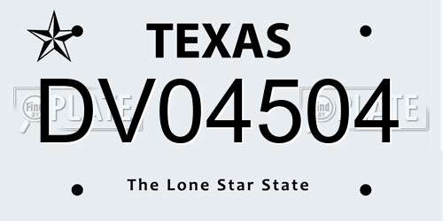 DV04504 Texas License Plate