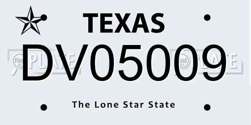 DV05009 Texas License Plate