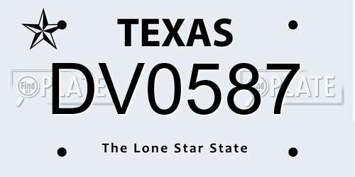 DV0587 Texas License Plate