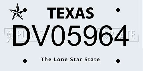 DV05964 Texas License Plate