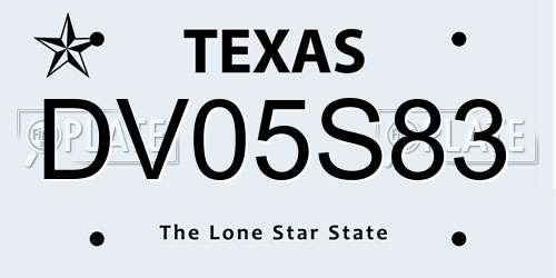 DV05S83 Texas License Plate