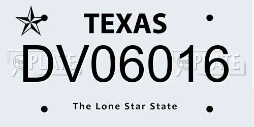 DV06016 Texas License Plate