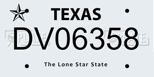 DV06358 Texas License Plate