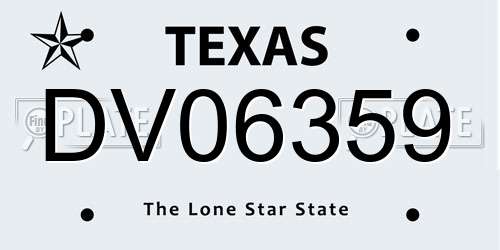 DV06359 Texas License Plate