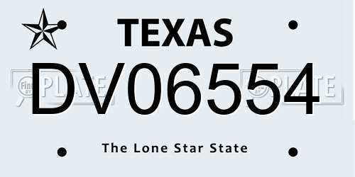 DV06554 Texas License Plate
