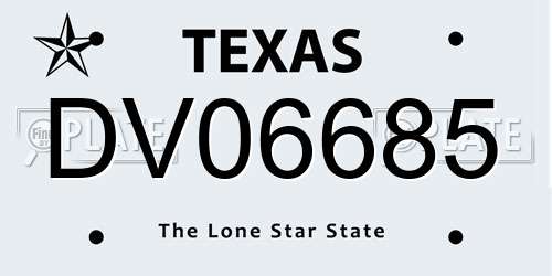 DV06685 Texas License Plate
