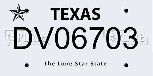 DV06703 Texas License Plate