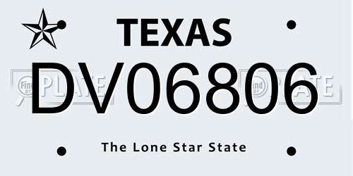DV06806 Texas License Plate