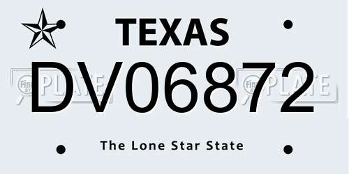 DV06872 Texas License Plate