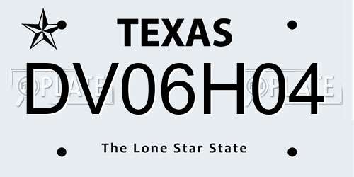 DV06H04 Texas License Plate