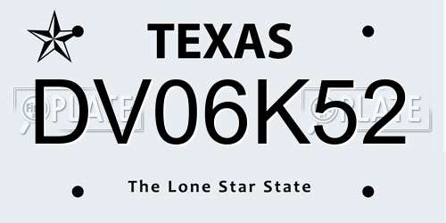DV06K52 Texas License Plate
