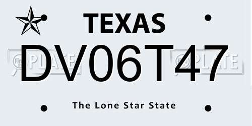 DV06T47 Texas License Plate