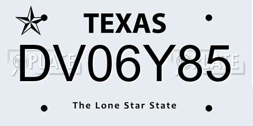 DV06Y85 Texas License Plate