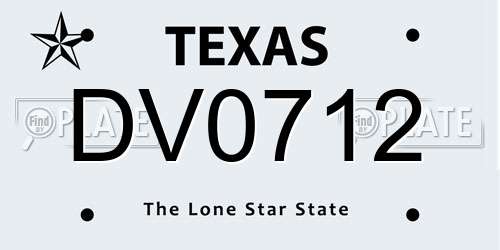 DV0712 Texas License Plate