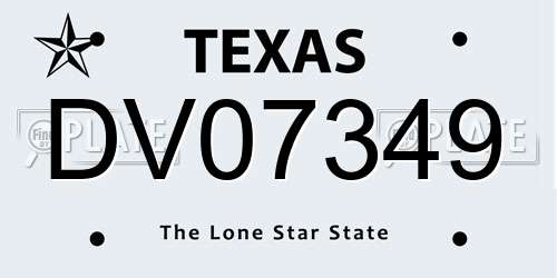 DV07349 Texas License Plate