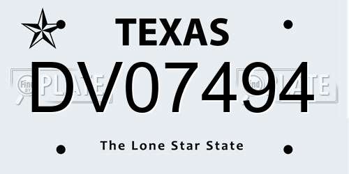 DV07494 Texas License Plate