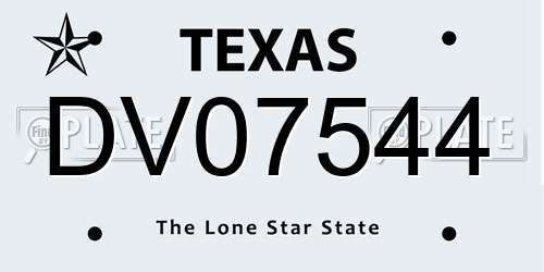 DV07544 Texas License Plate