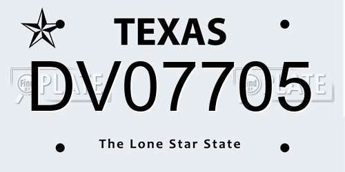 DV07705 Texas License Plate