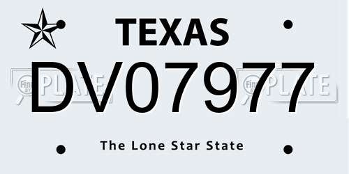DV07977 Texas License Plate