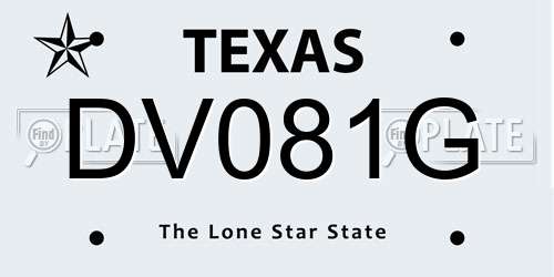 DV081G Texas License Plate