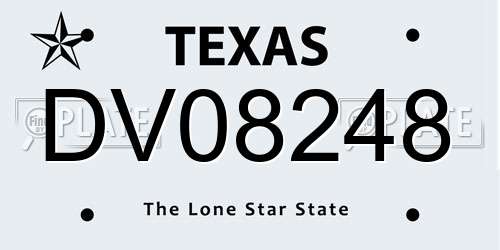 DV08248 Texas License Plate