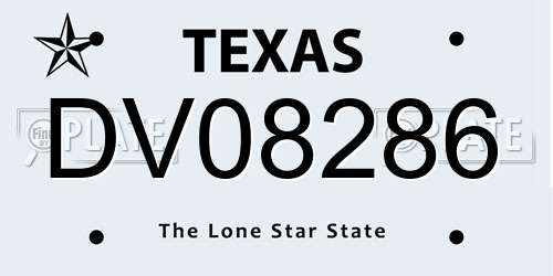 DV08286 Texas License Plate