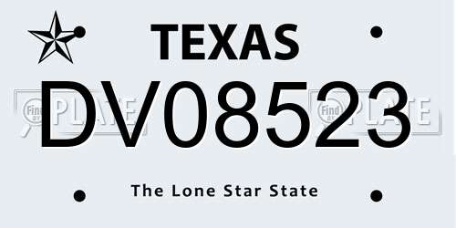 DV08523 Texas License Plate