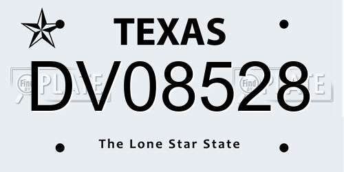 DV08528 Texas License Plate