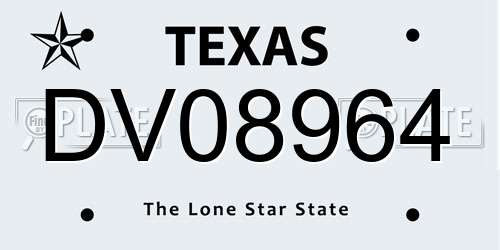 DV08964 Texas License Plate